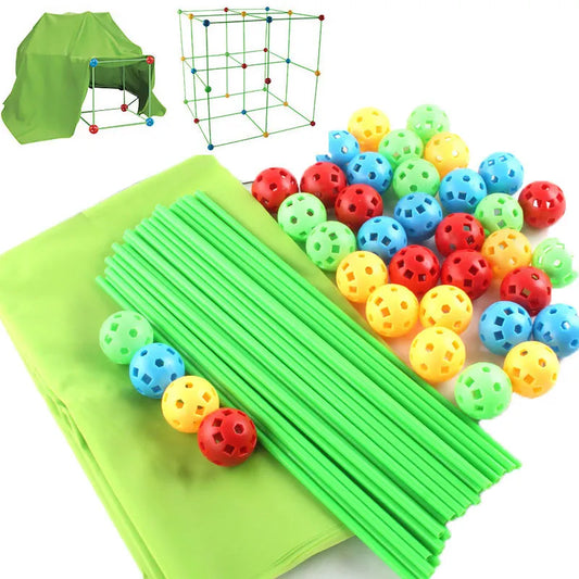 100 Sticks+55 Ball Fort Building Kit-- Creative BUILD Children Educational Toys